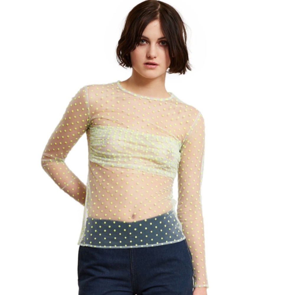 OPENING CEREMONY Callipygian sheer lime dot top size 0